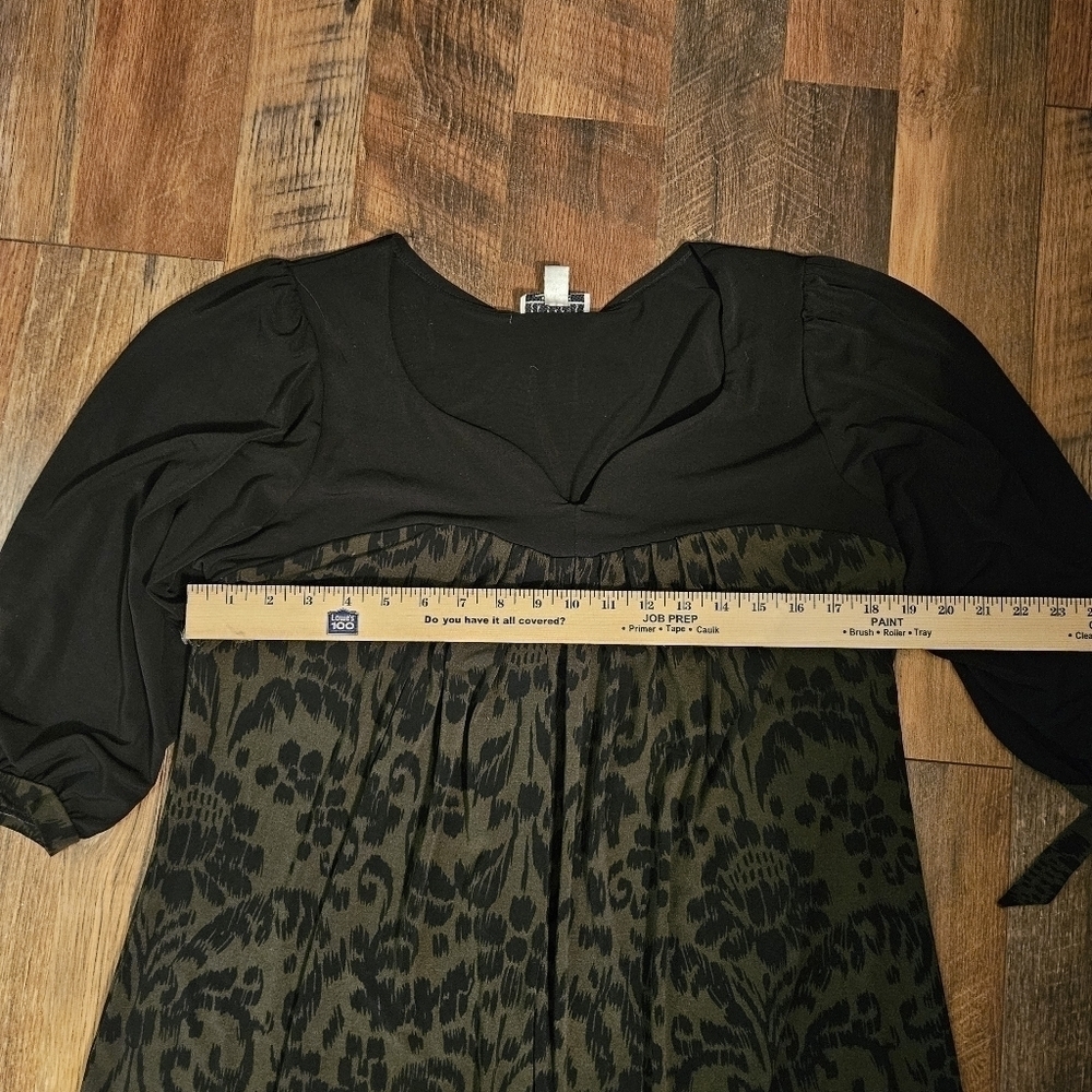 En Focus Olive Green & Black Print Dress Size 16W - Picture 6 of 11